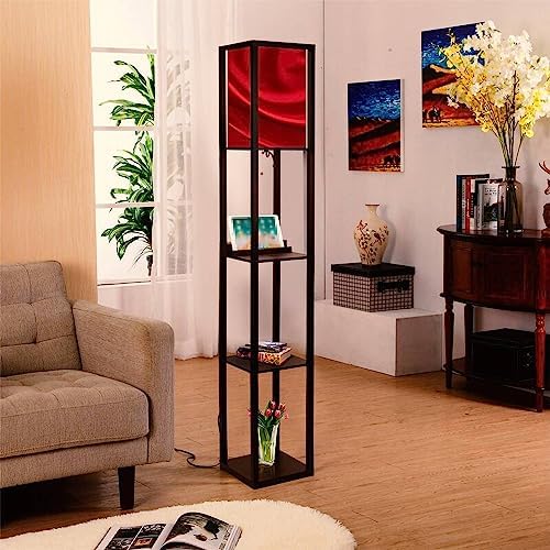 Modern Floor Lamp with Shelves USB Power Outlet