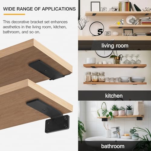 HITOMEN Heavy Duty Floating Shelf Brackets 4 Pack