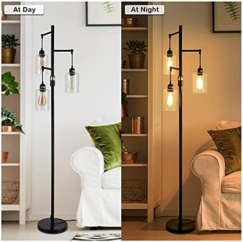 Airposta 3-Head Industrial Floor Lamp with Dimmable Switch Black