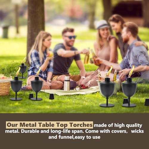4 Pack Upgraded Tabletop Torches with Wicks and Funnel