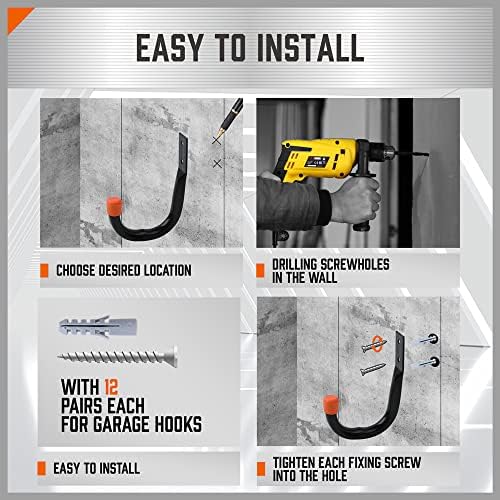HORUSDY 6 Pack Heavy Duty Garage Hooks