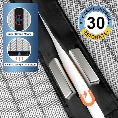 Magnetic Screen Door Mesh 36x83 Inch Bug Proof