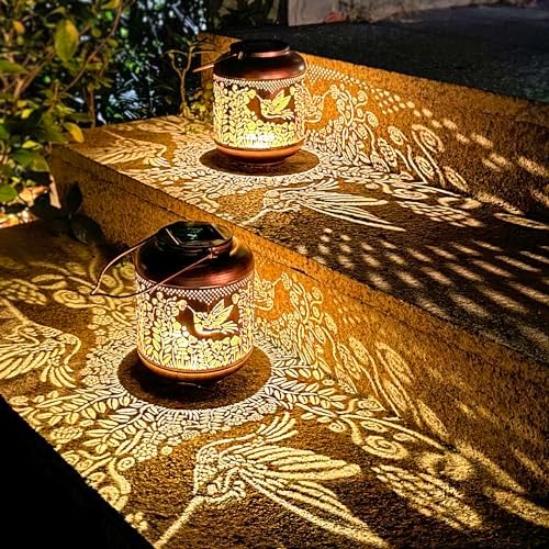 Hummingbird Solar Lanterns Outdoor Waterproof Hanging LED Decor