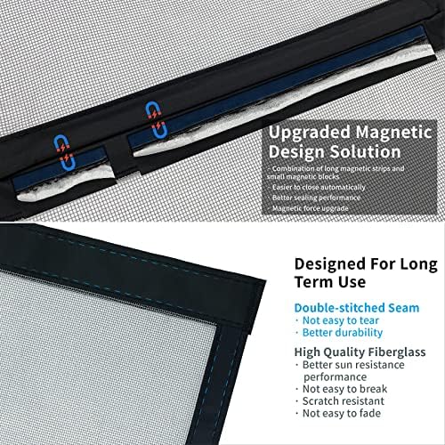 Screen Door Mesh Magnetic Closure 36x80 Inch