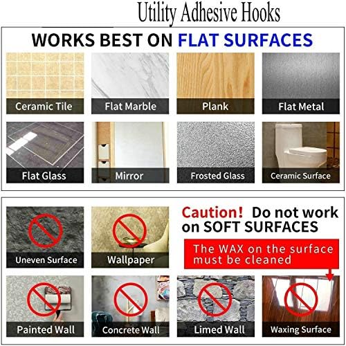 12 Pack Heavy Duty Self Adhesive Hooks - 33lb Max