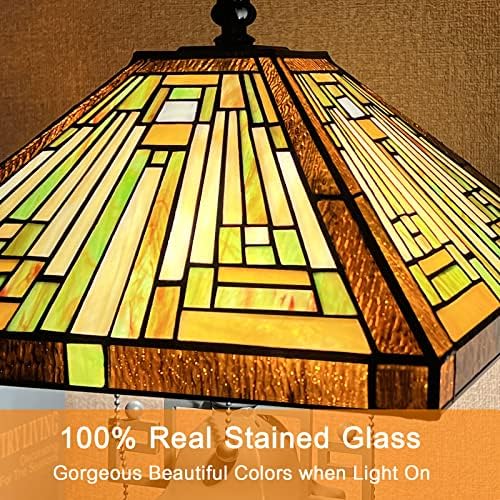 Capulina 3-Light Tiffany Style Table Lamp 12x12x23 Inches Amber Brown