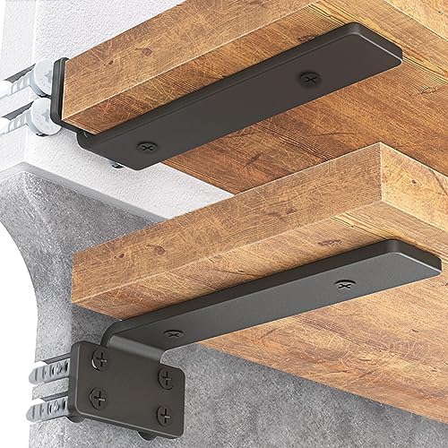Goovilla Heavy Duty Floating Shelf Brackets 6 Pack Black Metal 6 Inch Long