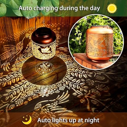 Hummingbird Solar Lanterns Outdoor Waterproof Hanging LED Decor